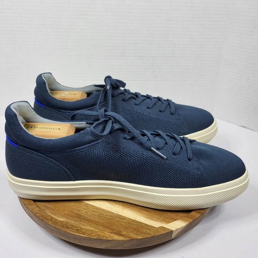 Rothy's Men's 11 Women's 12.5 RS01 Navy Blue Knit Lace Up Sneakers rPET NWOB‎